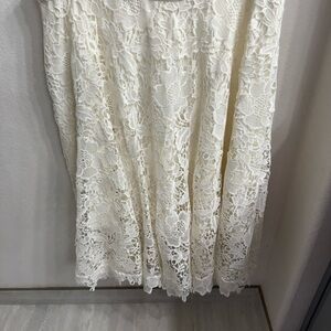 Eloquii Cream Lace A-Line Skirt